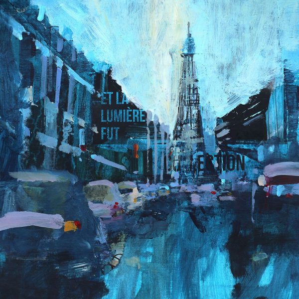 Collage paisaje urbano Rue de Monttessuy de París del artista Juan Antonio Álvarez