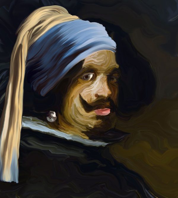 Arte digital del artista Juan Antonio Álvarez inspirada en Velázquez y La chica de la perla de Veermer