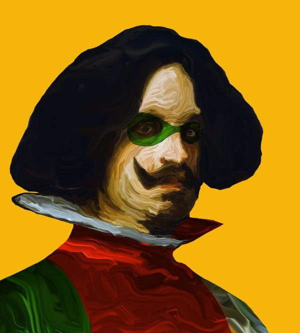 Arte digital del artista inspirada en Velázquez y Robin del artista Juan Antonio Álvarez