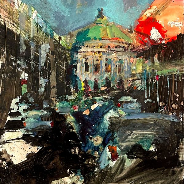 Paisaje urbano de la Place de l´Opera de París del artista Juan Antonio Álvarez